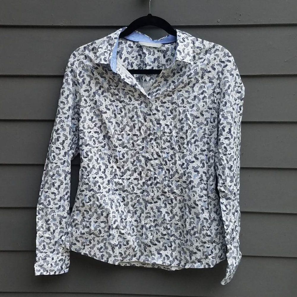 NWT Tatuum Blue White Paisley Button Down Top size Euro 40 ( med or 10)